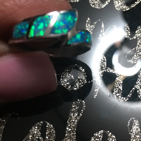 Sterling Silver Ocean blue Fire Opal ring - Picture 8 of 12